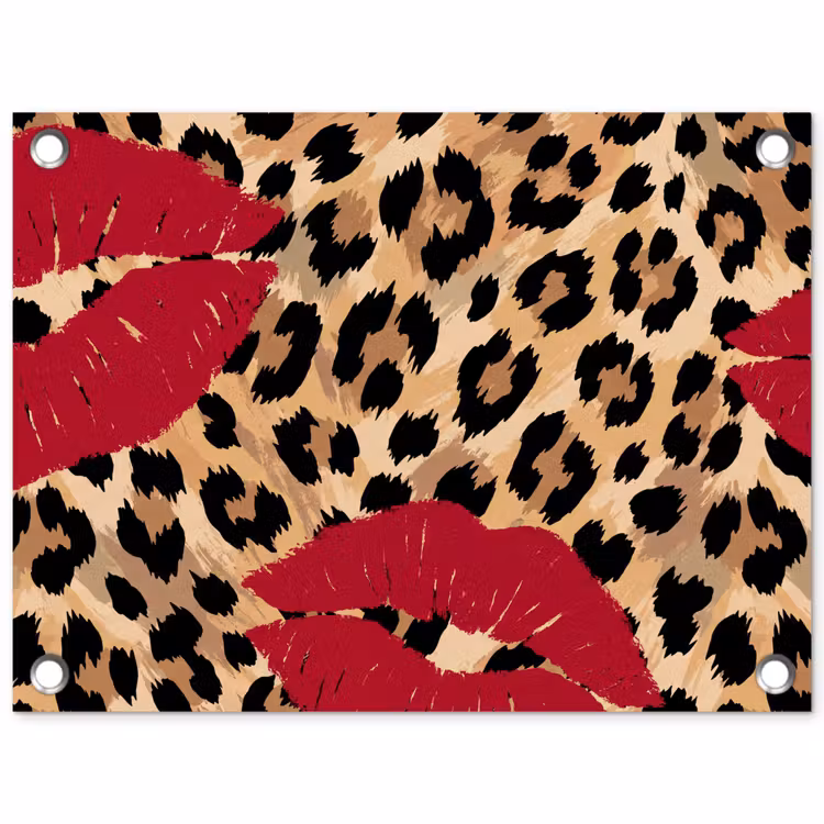 Gartenposter - Kussabdruck – Tiermuster – Rot — 1
