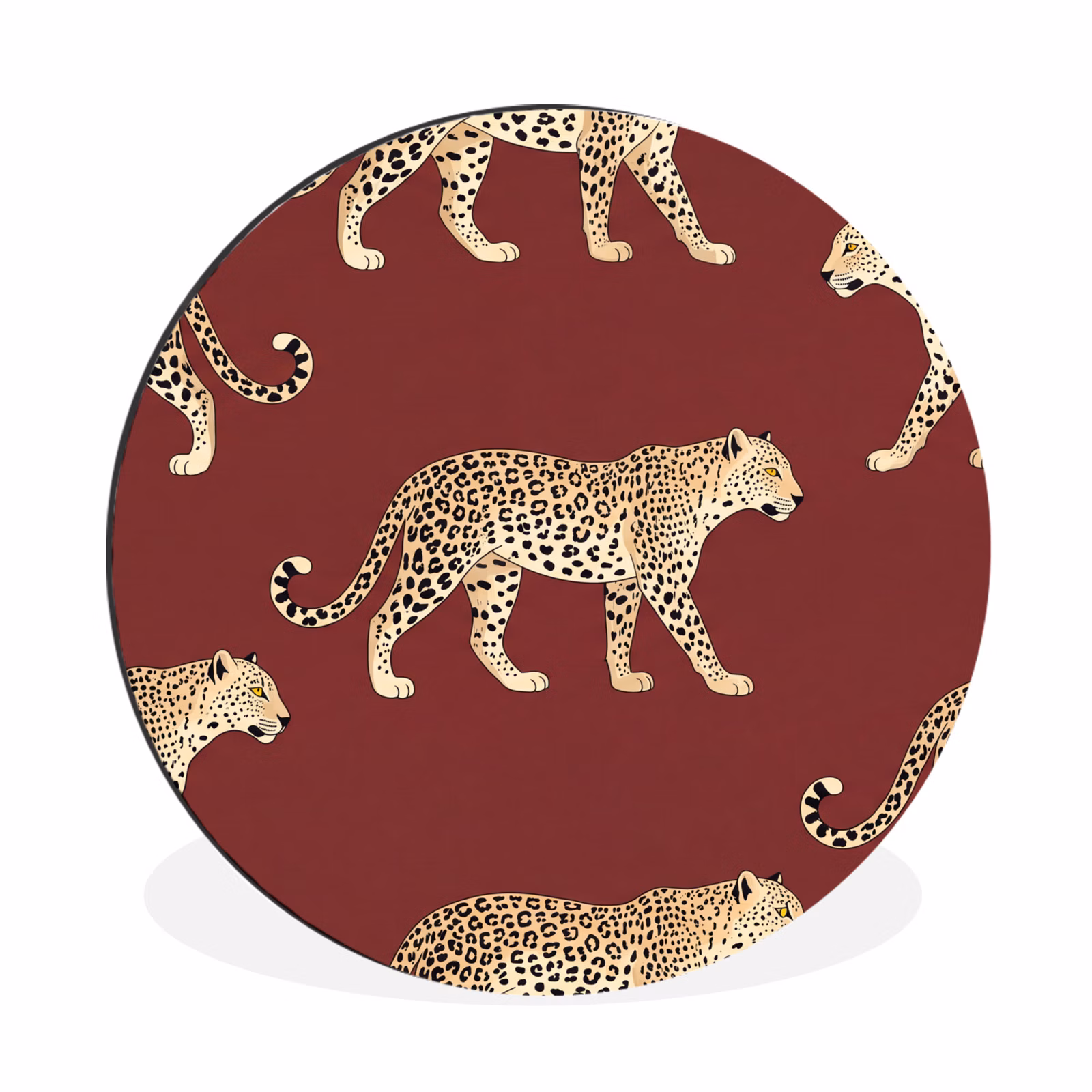 Alu-Dibond-Bild Rund - Katzen – Muster – Rot — 1