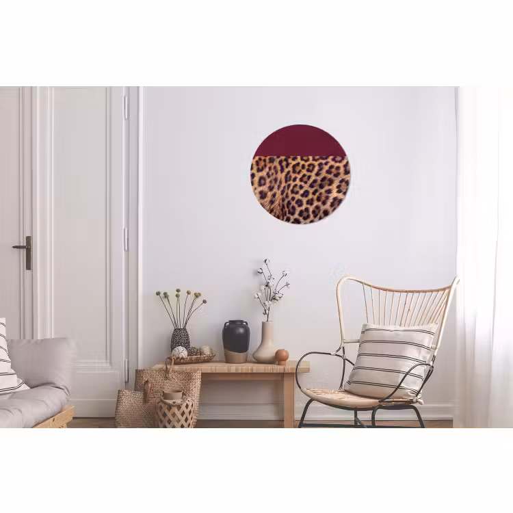 Alu-Dibond-Bild Rund - Fell – Muster – Bordeaux — 2