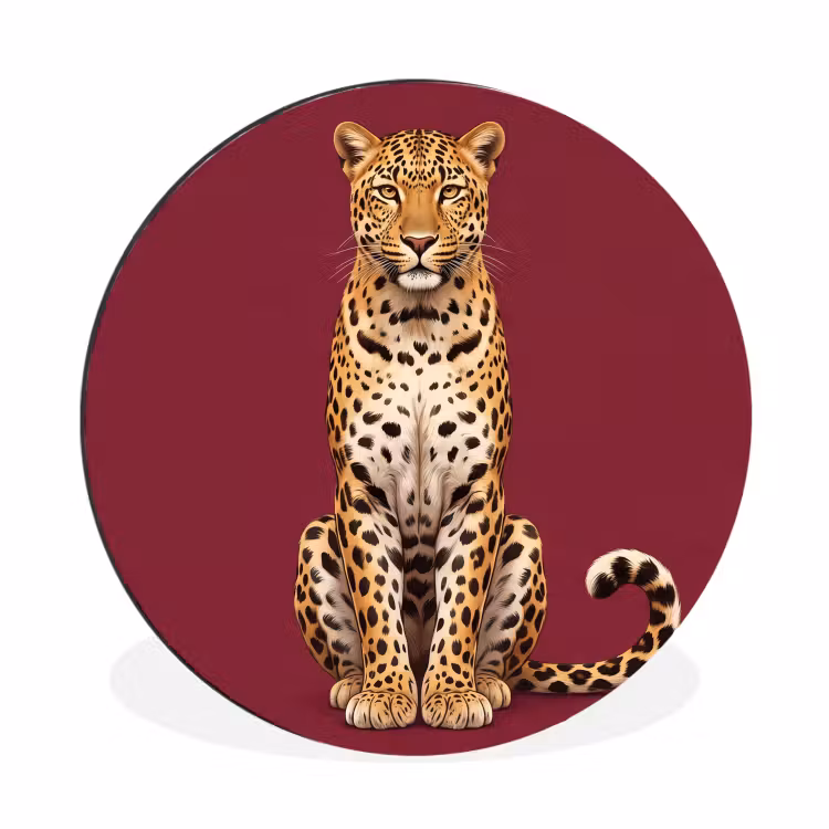 Alu-Dibond-Bild Rund - Katze – Tiere – Rot — 1