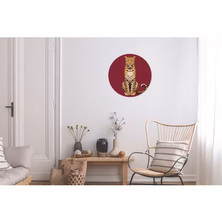 Alu-Dibond-Bild Rund - Katze – Tiere – Rot — 2
