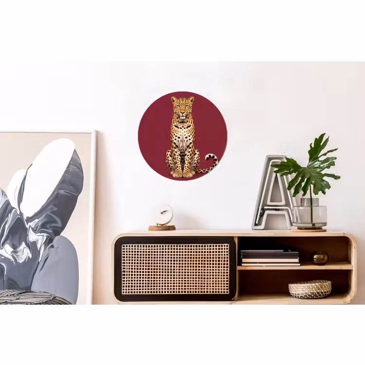 Alu-Dibond-Bild Rund - Katze – Tiere – Rot — 3