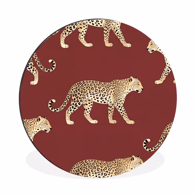 Alu-Dibond-Bild Rund - Katzen – Muster – Rot — 1