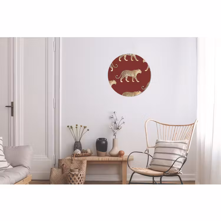 Alu-Dibond-Bild Rund - Katzen – Muster – Rot — 2