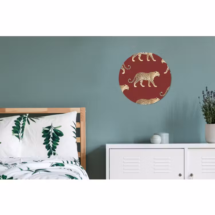 Alu-Dibond-Bild Rund - Katzen – Muster – Rot — 5