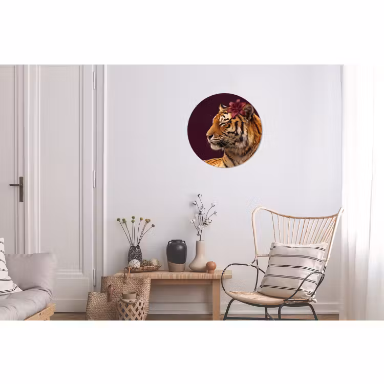Alu-Dibond-Bild Rund - Tiger – Blume – Tiere — 2