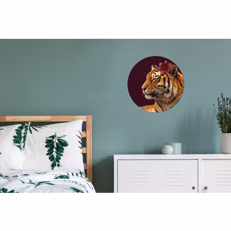 Alu-Dibond-Bild Rund - Tiger – Blume – Tiere — 5