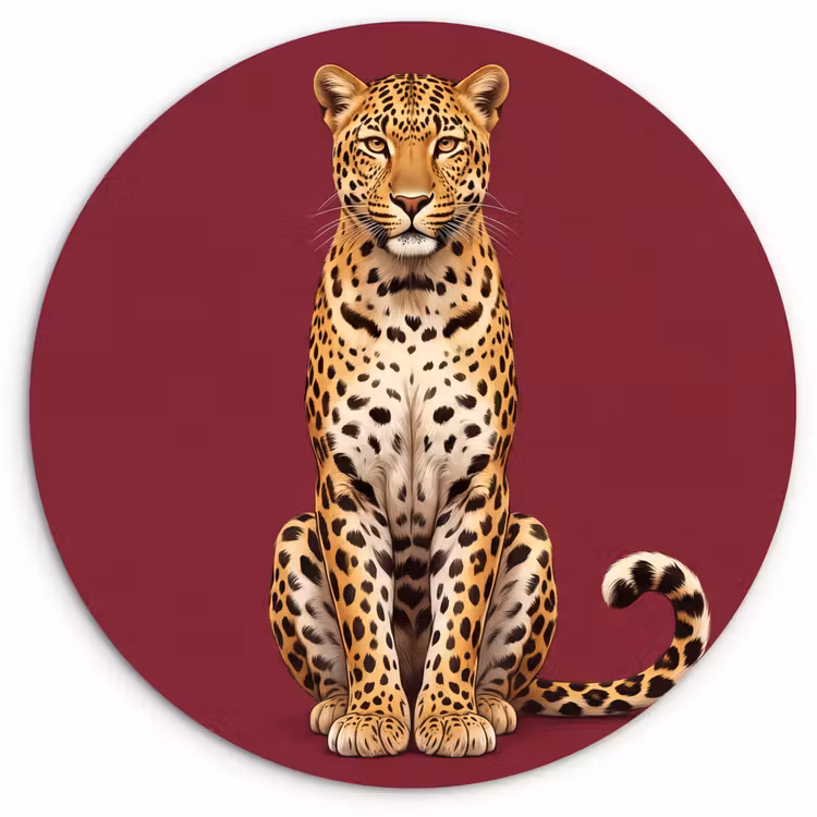 Glasbild Rund - Katze – Tiere – Rot — 1