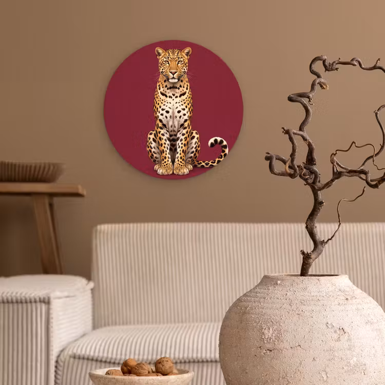 Glasbild Rund - Katze – Tiere – Rot — 2