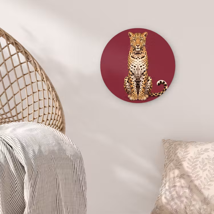 Glasbild Rund - Katze – Tiere – Rot — 5