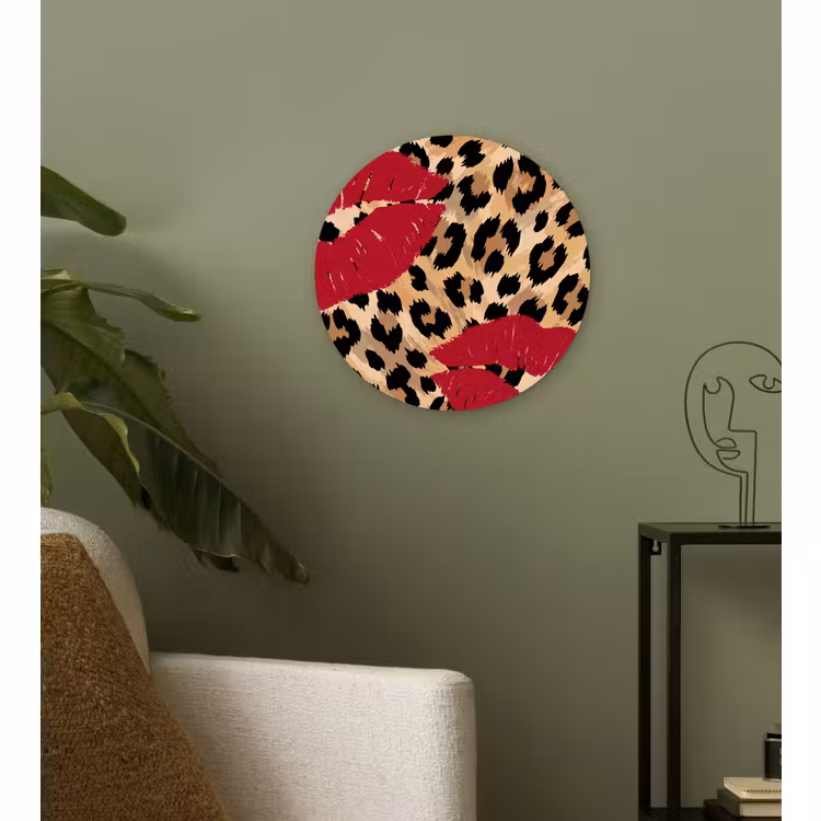 Glasbild Rund - Kussabdruck – Tiermuster – Rot — 3