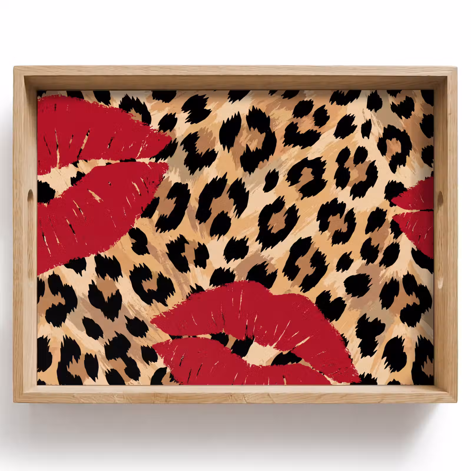 Tablett - Kussabdruck – Tiermuster – Rot — 1