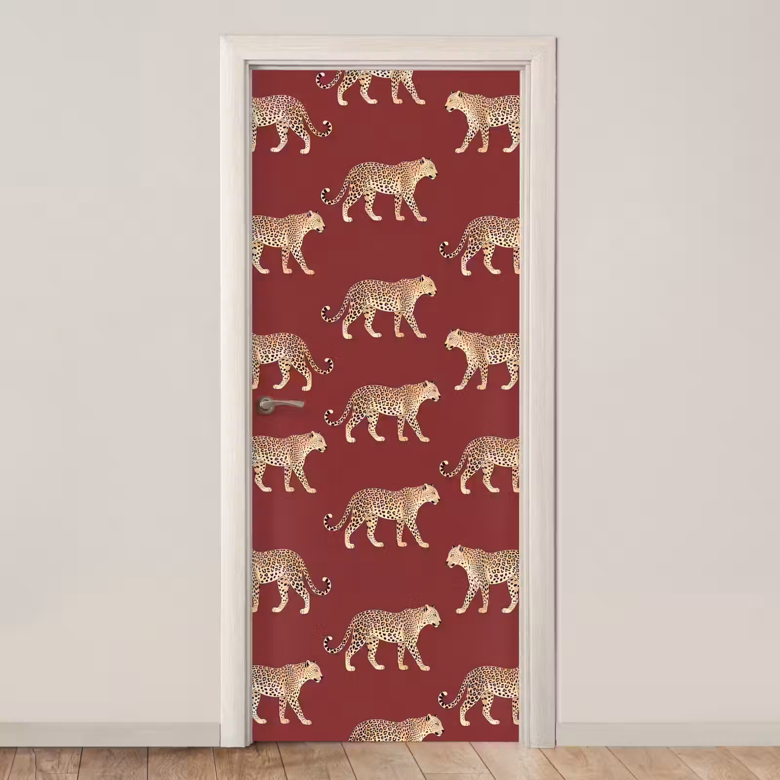 Türtapete - Katzen – Muster – Rot — 1