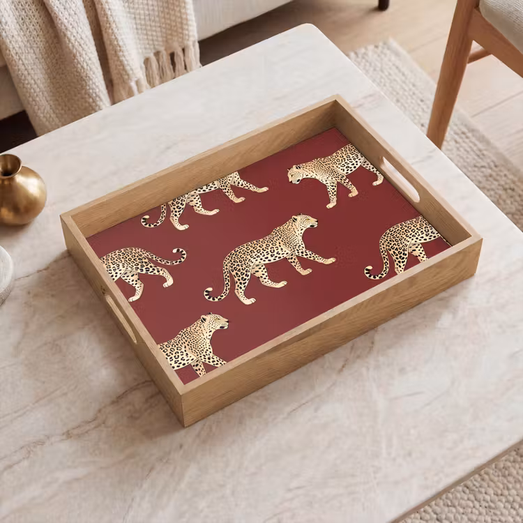 Tablett - Katzen – Muster – Rot — 2