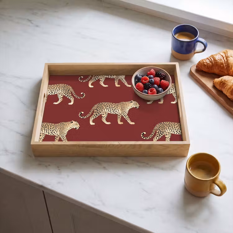 Tablett - Katzen – Muster – Rot — 4