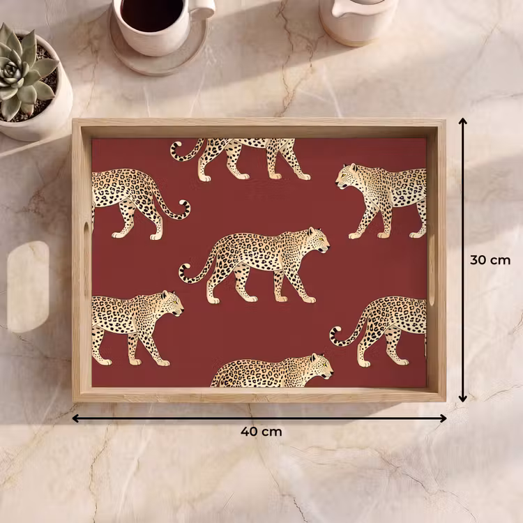 Tablett - Katzen – Muster – Rot — 9