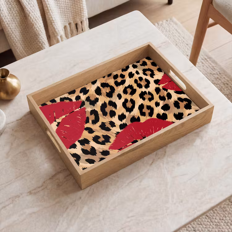 Tablett - Kussabdruck – Tiermuster – Rot — 2