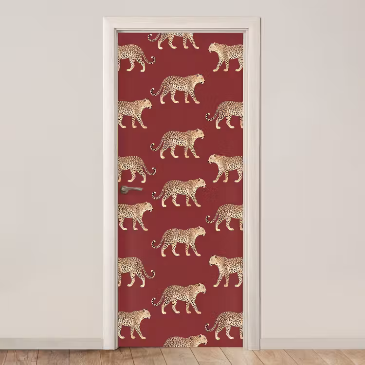 Türtapete - Katzen – Muster – Rot — 1