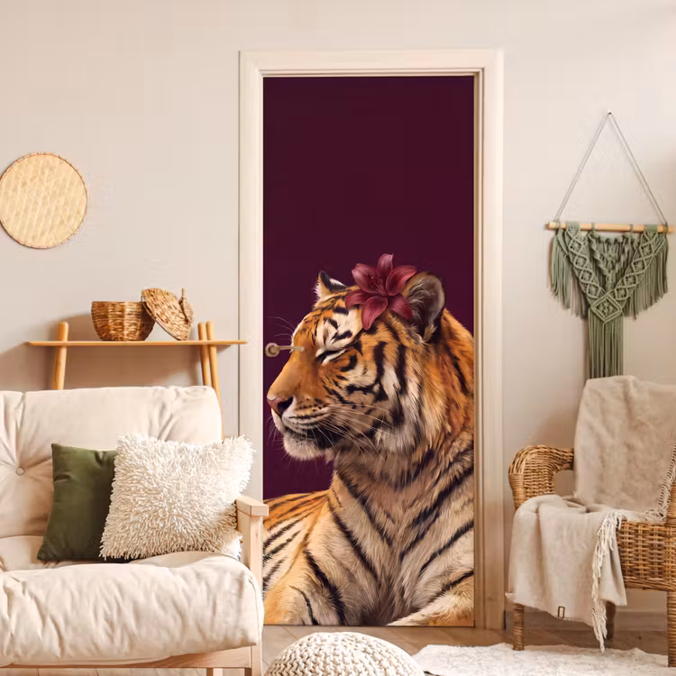 Türtapete - Tiger – Blume – Tiere — 3