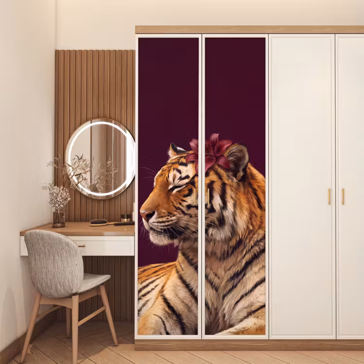 Türtapete - Tiger – Blume – Tiere — 4