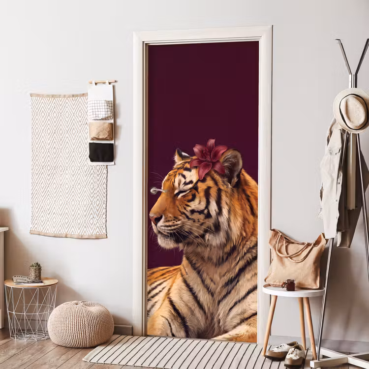 Türtapete - Tiger – Blume – Tiere — 7