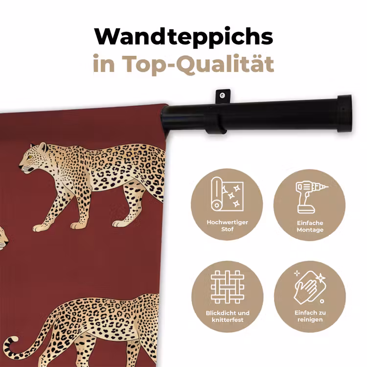 Wandteppich - Katzen – Muster – Rot — 7