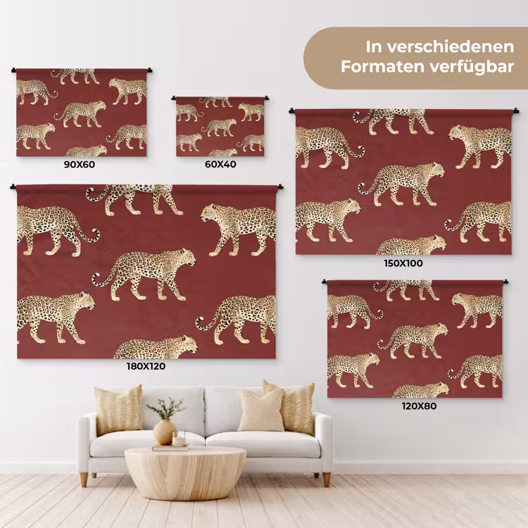 Wandteppich - Katzen – Muster – Rot — 8