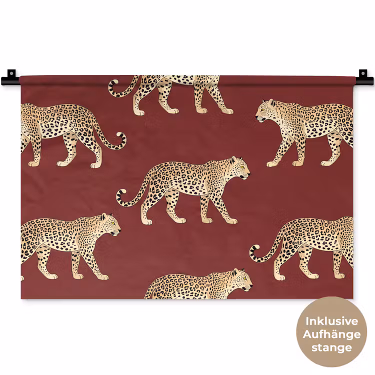 Wandteppich - Katzen – Muster – Rot — 9