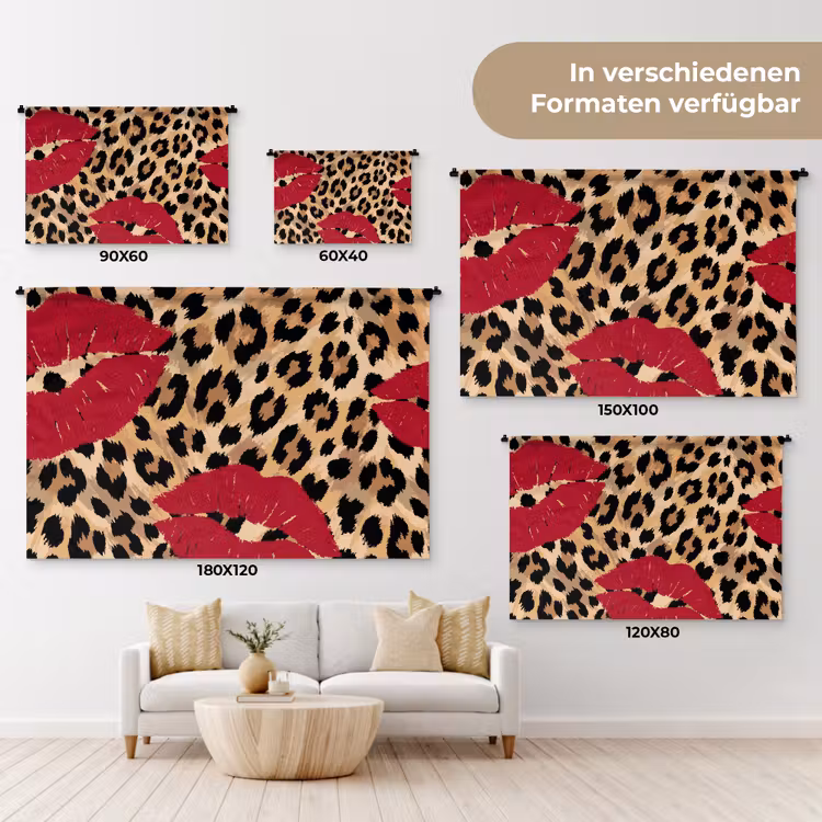 Wandteppich - Kussabdruck – Tiermuster – Rot — 8