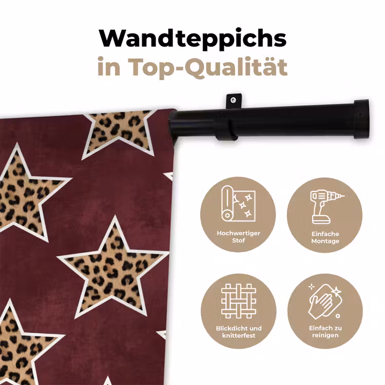 Wandteppich - Sterne – Leopardenmuster – Rot — 7