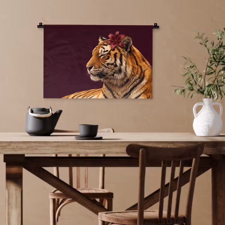 Wandteppich - Tiger – Blume – Tiere — 3