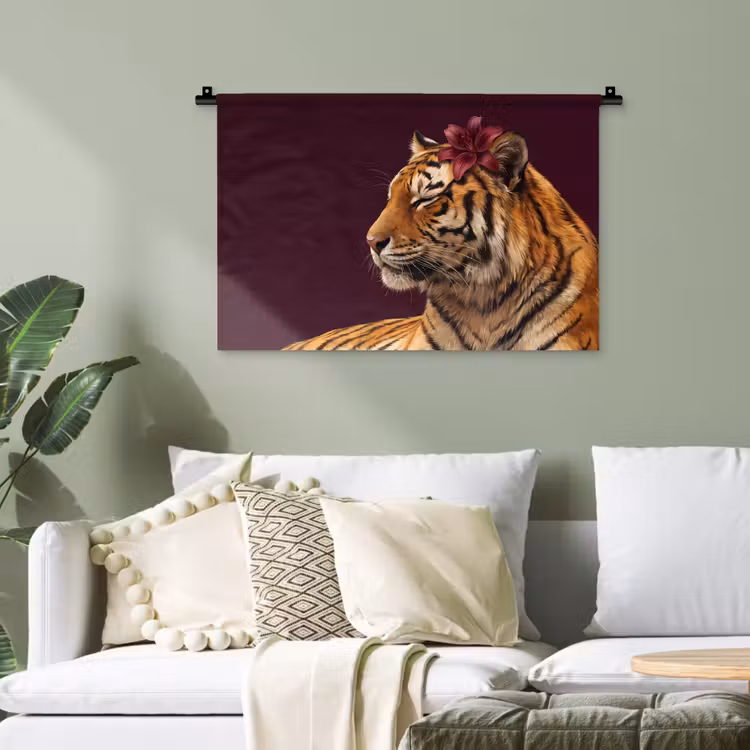 Wandteppich - Tiger – Blume – Tiere — 4