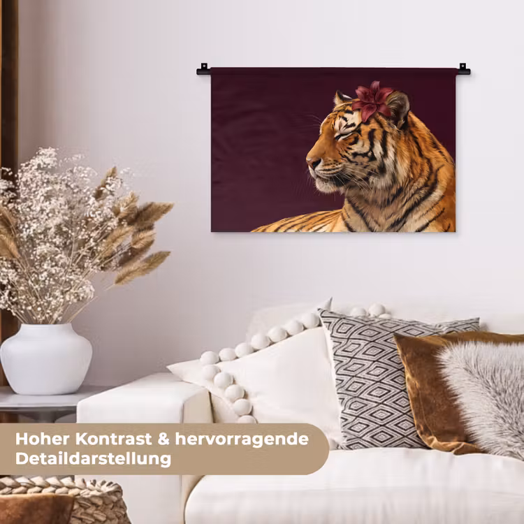 Wandteppich - Tiger – Blume – Tiere — 6