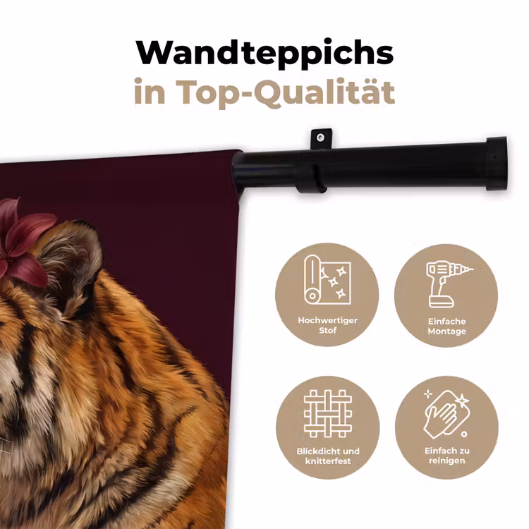 Wandteppich - Tiger – Blume – Tiere — 7