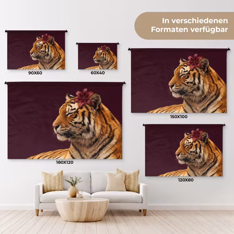 Wandteppich - Tiger – Blume – Tiere — 8