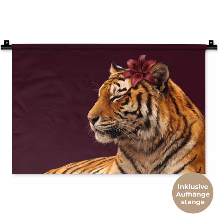 Wandteppich - Tiger – Blume – Tiere — 9