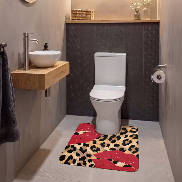 WC Vorleger - Kussabdruck – Tiermuster – Rot — 2