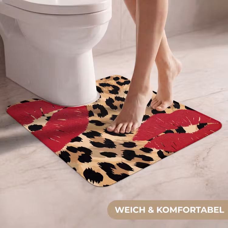 WC Vorleger - Kussabdruck – Tiermuster – Rot — 5