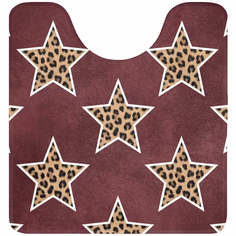 WC Vorleger - Sterne – Leopardenmuster – Rot — 1