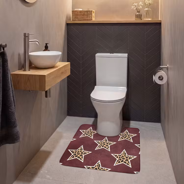 WC Vorleger - Sterne – Leopardenmuster – Rot — 2