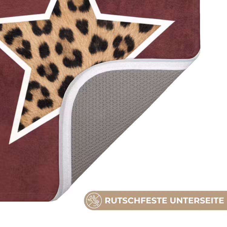 WC Vorleger - Sterne – Leopardenmuster – Rot — 3