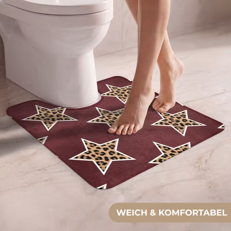 WC Vorleger - Sterne – Leopardenmuster – Rot — 5