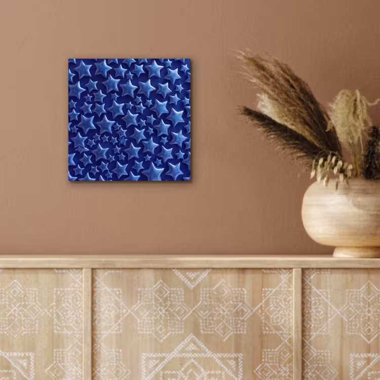 Alu-Dibond-Bild - Muster mit blauen Sternen — 5