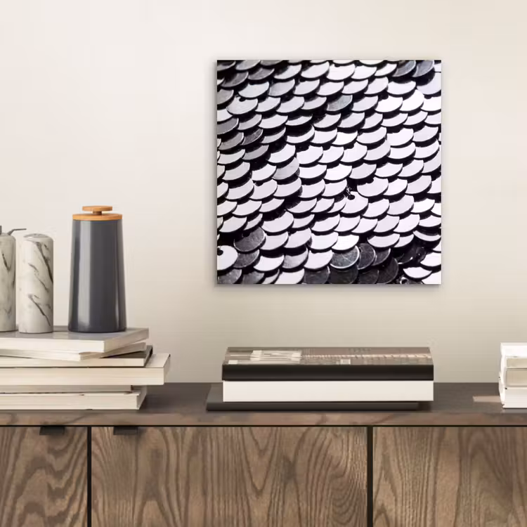 Alu-Dibond-Bild - Pailletten – Silber – Muster — 2