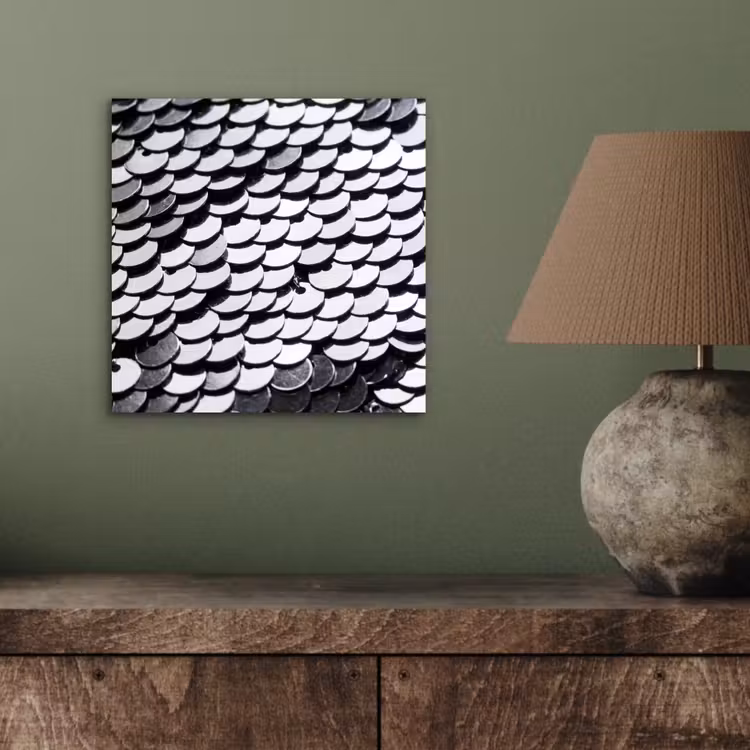 Alu-Dibond-Bild - Pailletten – Silber – Muster — 3