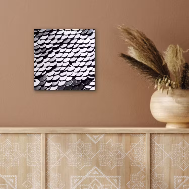 Alu-Dibond-Bild - Pailletten – Silber – Muster — 5