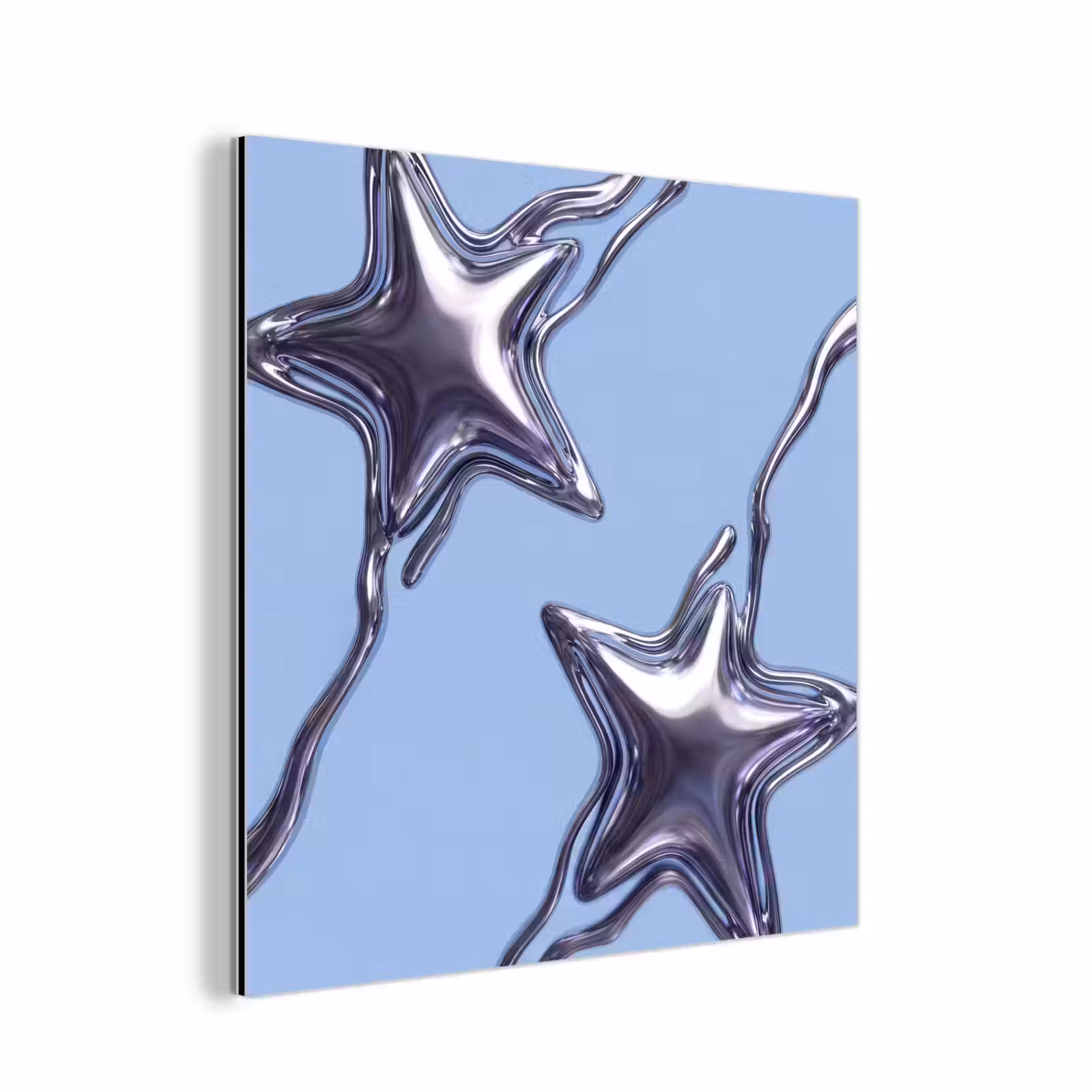 Alu-Dibond-Bild - Sterne – Flüssig – Silber — 1