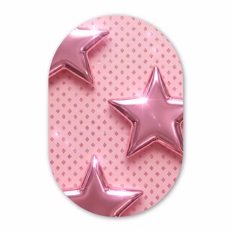 Alu-Dibond-Bild Oval - Sterne – Rosa – Abstrakt — 1