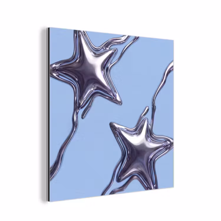 Alu-Dibond-Bild - Sterne – Flüssig – Silber — 1