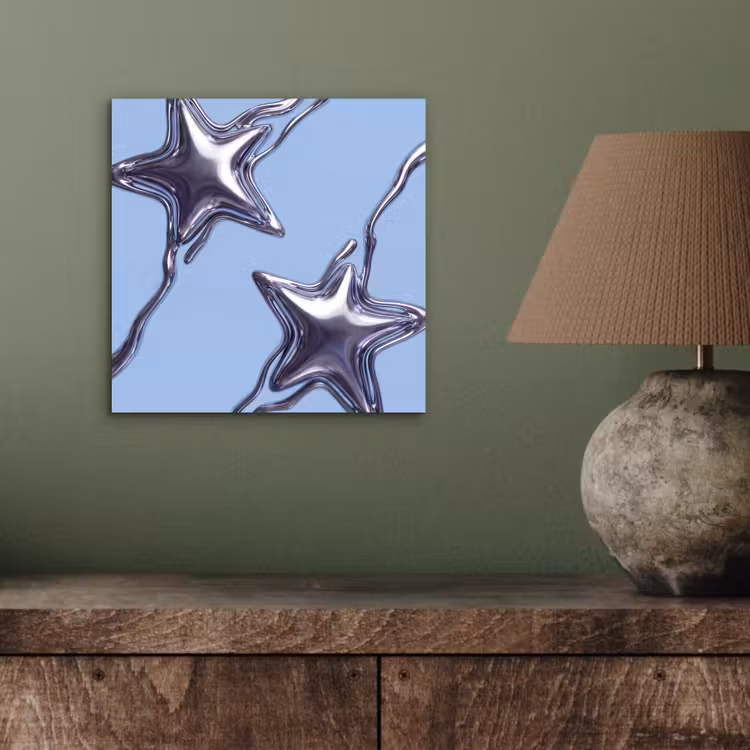 Alu-Dibond-Bild - Sterne – Flüssig – Silber — 3